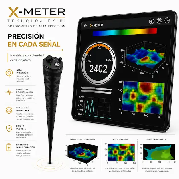 DETECTOR DE ANOMALÍAS SUBTERRÁNEAS GRADIÓMETRO X METER TEKNOLOJİEKİBİ - Imagen 4