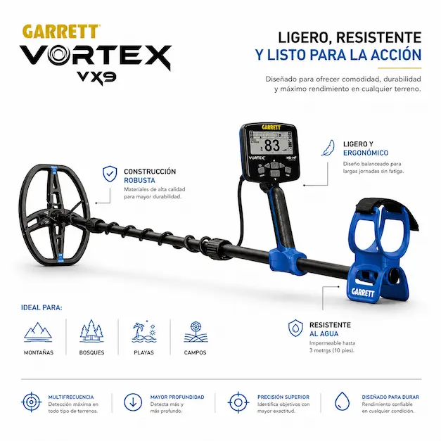 DETECTOR DE METALES GARRETT VORTEX VX9 - Imagen 4