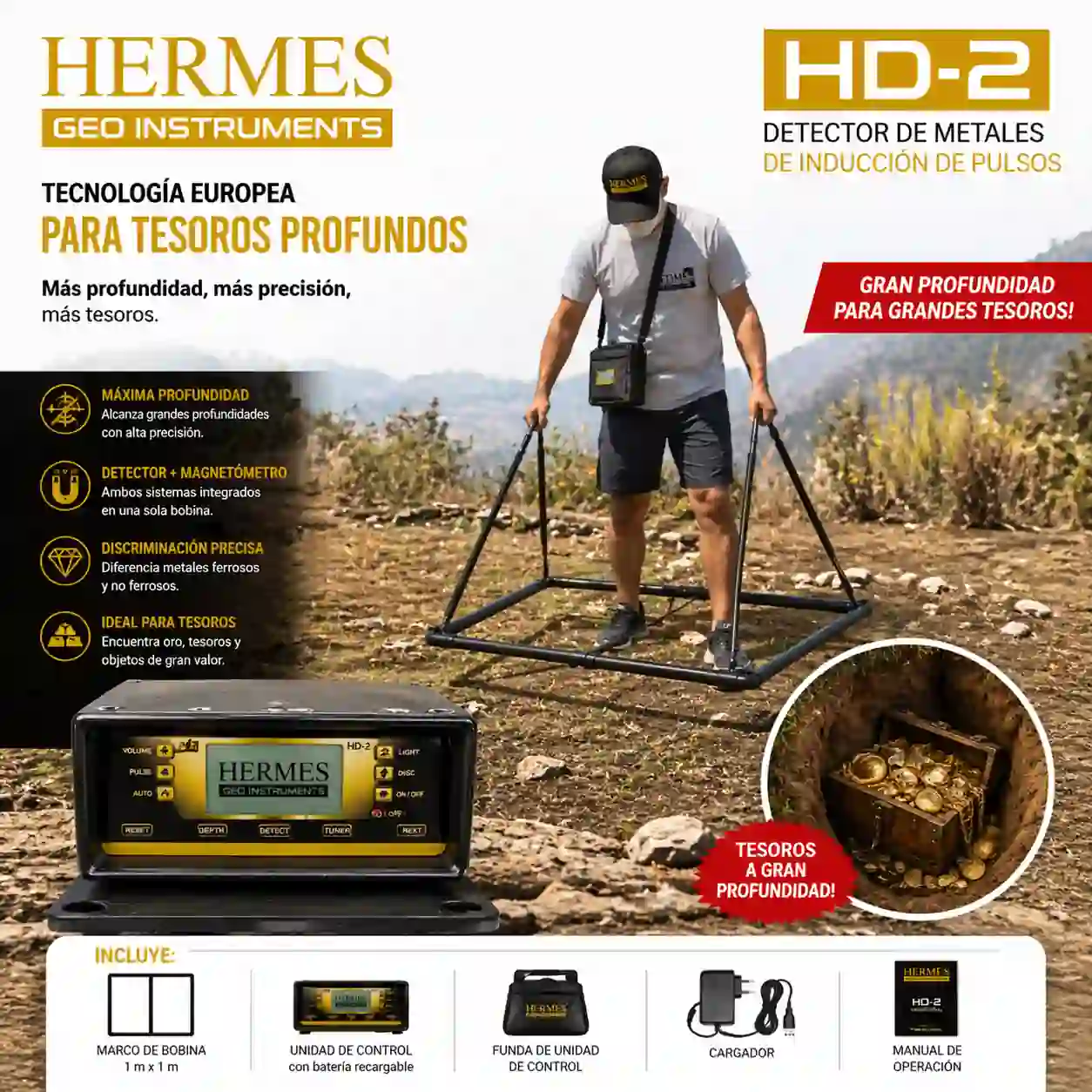 Detectores de Metal HERMES HD-2 INDUCCION DE PULSOS - Imagen 2